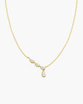 Gold Half-Bezel Angled & Dangle Teardrop Necklace
