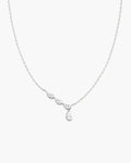 Silver Half-Bezel Angled & Dangle Teardrop Necklace
