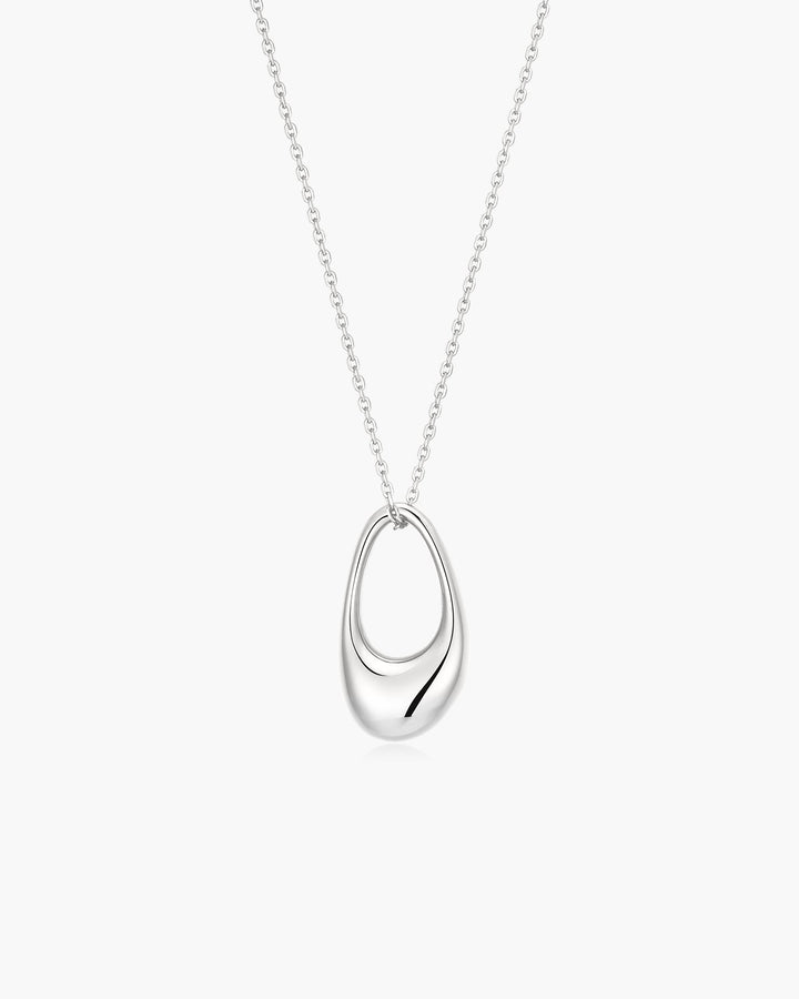 Silver Hollow Organic Pebble Necklace