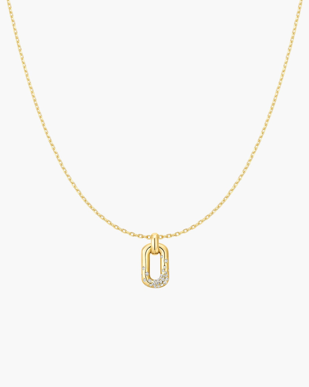 Gold Sparkling Oval Hoop Pendant Necklace