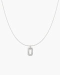 Silver Sparkling Oval Hoop Pendant Necklace