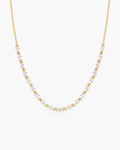 Gold Half-Bezel Oval Half-Tennis Necklace