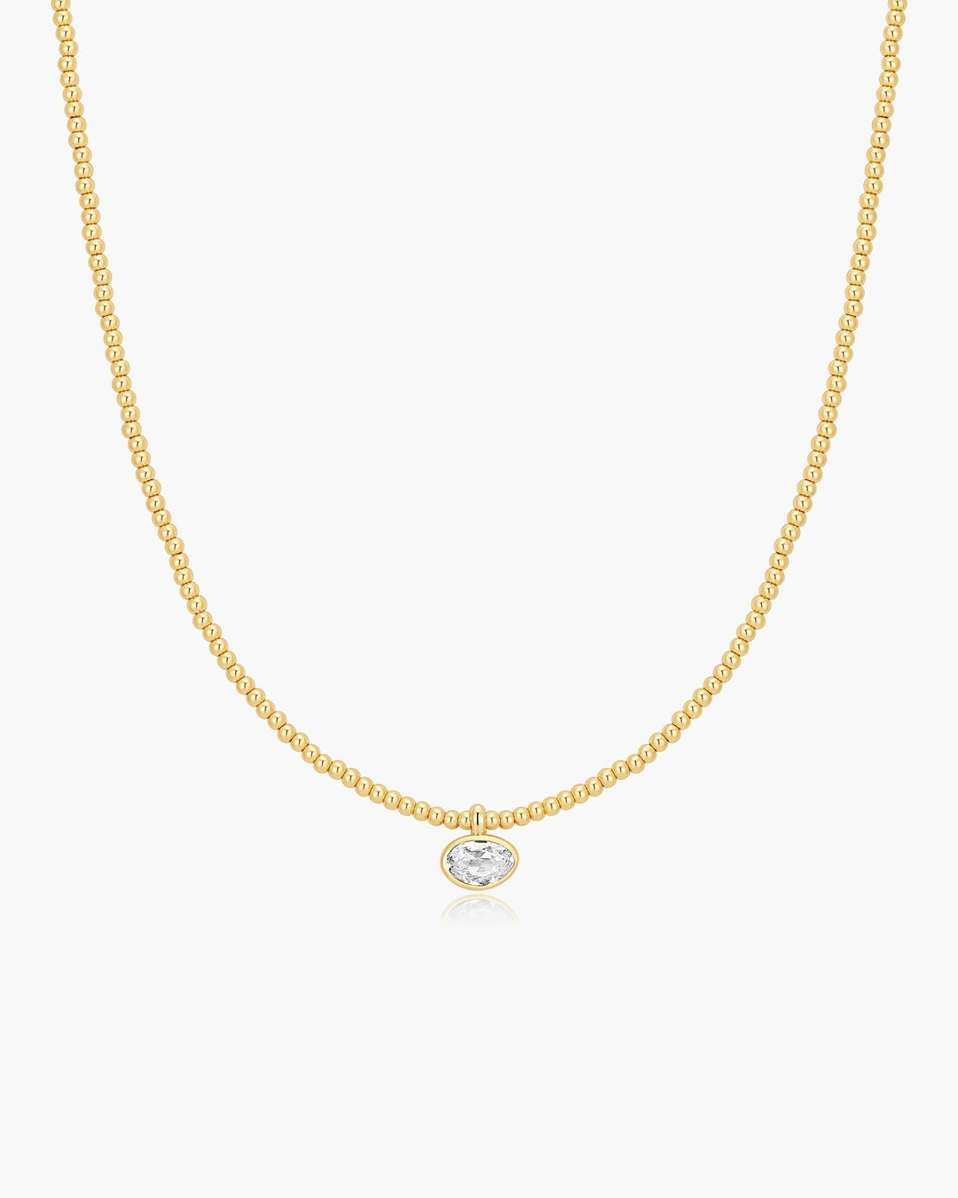 Gold Bezel Organic Pebble Beaded Necklace