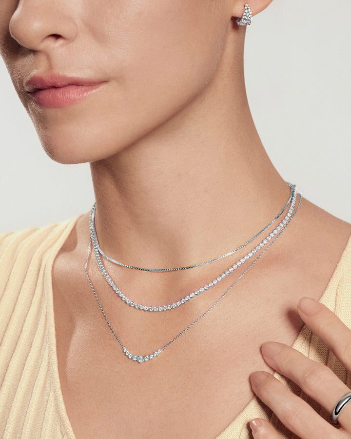 Ania Haie Silver Graduated Pave Arc Necklace N079-02H