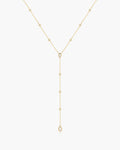 Gold Round & Teardrop Bezel Station Y Necklace