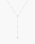 Silver Round & Teardrop Bezel Station Y Necklace
