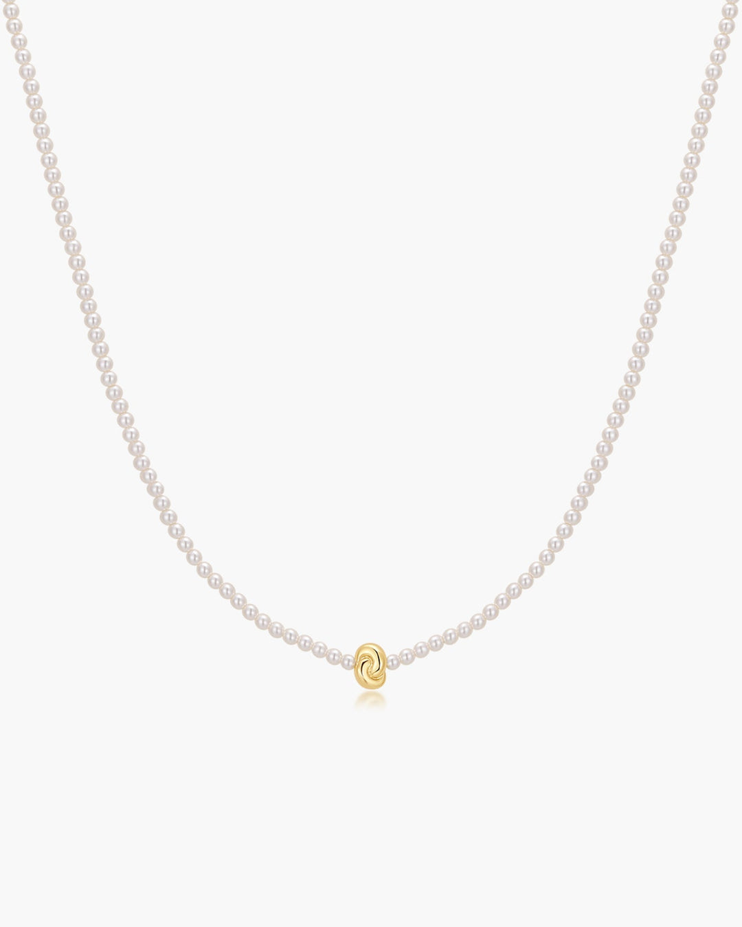 Gold Twist & Glass Pearl Beaded Necklace