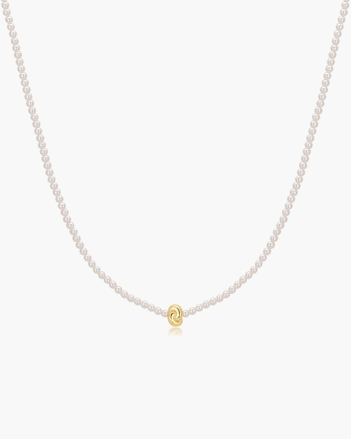 Gold Twist & Glass Pearl Beaded Necklace
