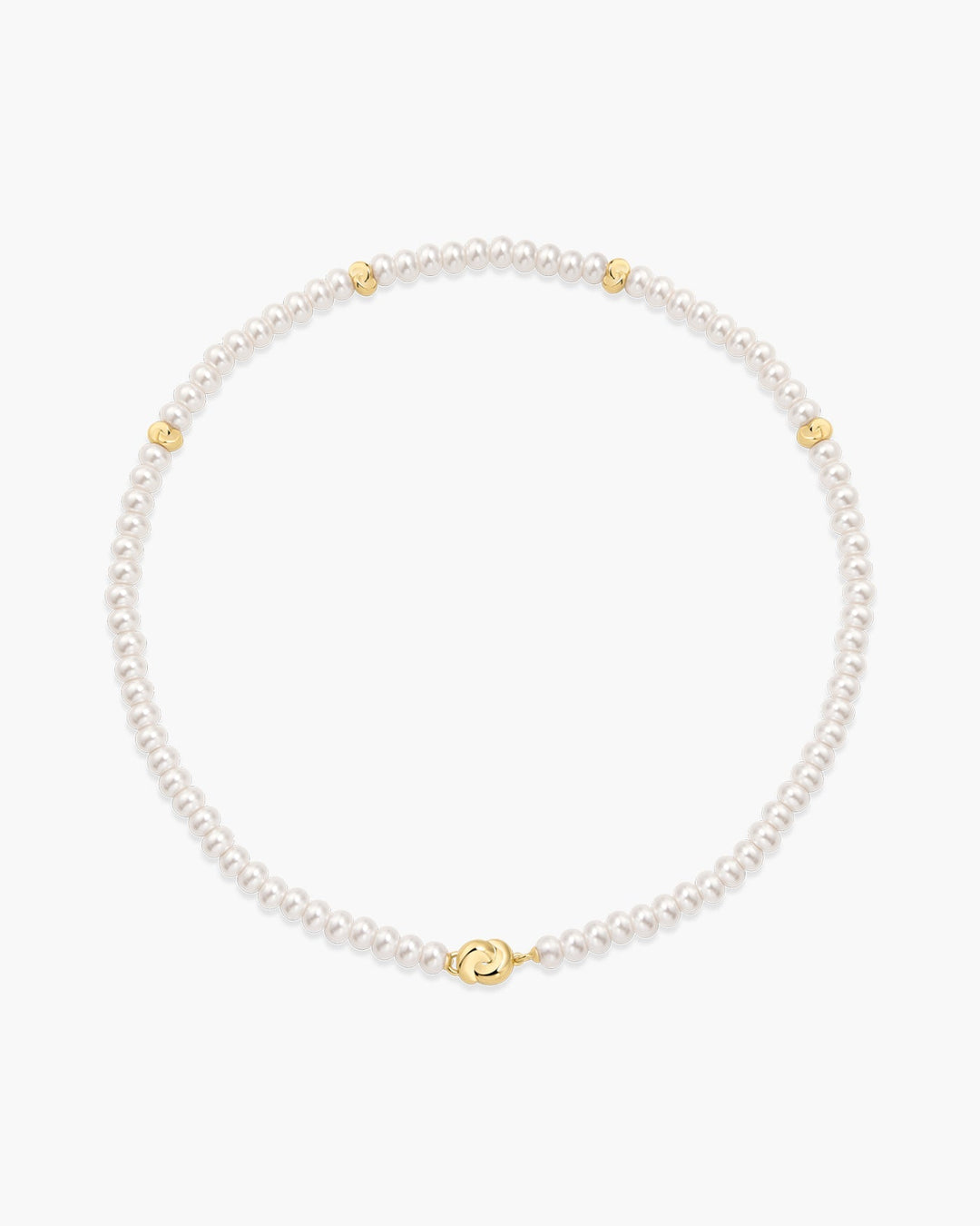 Gold Glass Pearl Beaded Twist Station Necklace