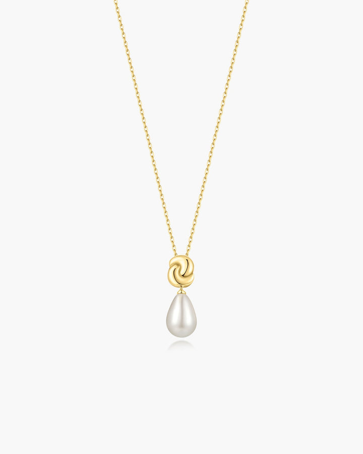 Gold Twist & Shell Pearl Necklace
