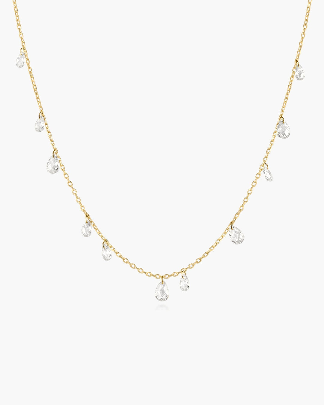 Gold Ethereal Teardrop Dangle Station Necklace