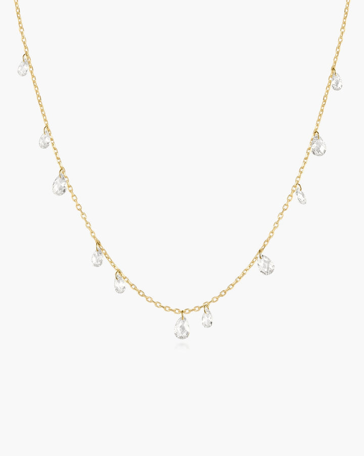 Gold Ethereal Teardrop Dangle Station Necklace