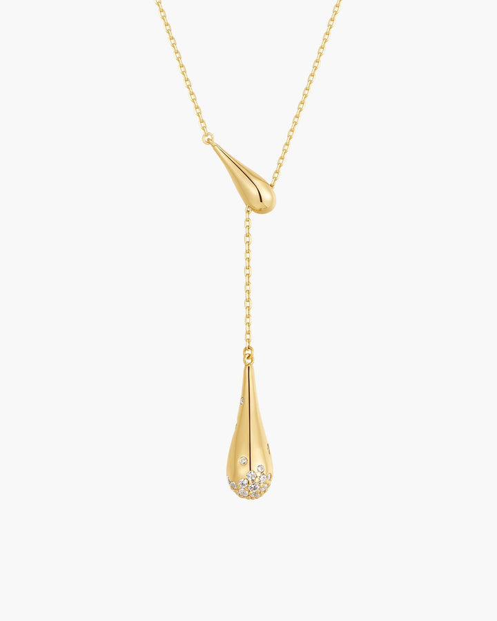 Gold Single-Slide Teardrop Necklace