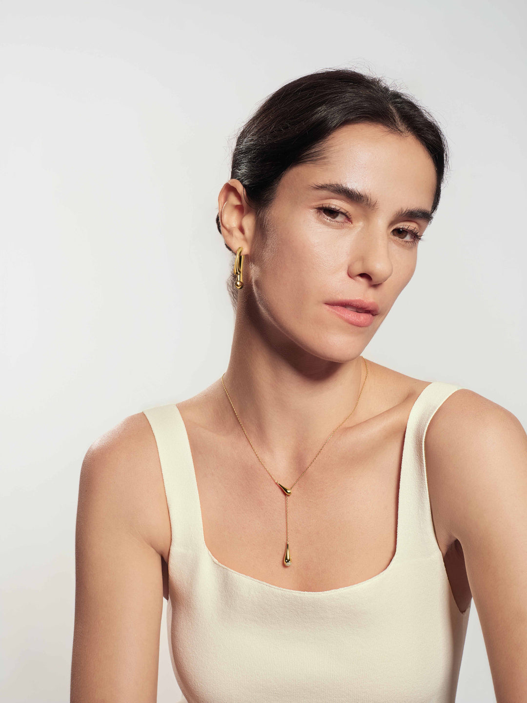 Gold Single-Slide Teardrop Necklace