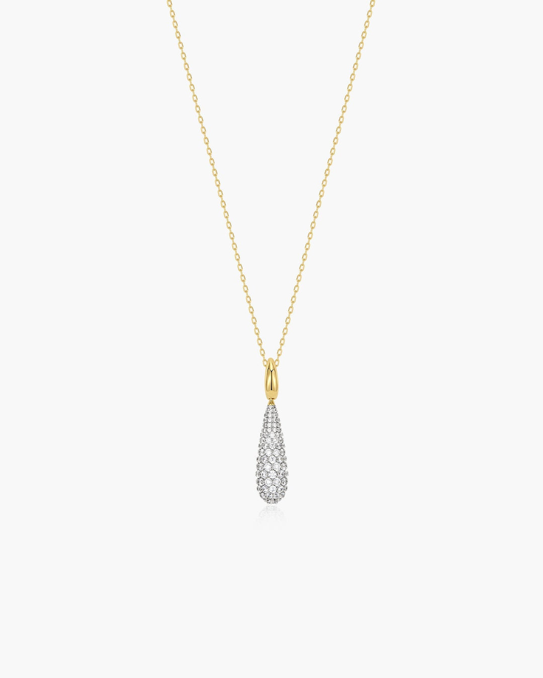 Gold Pave Statement Teardrop Necklace