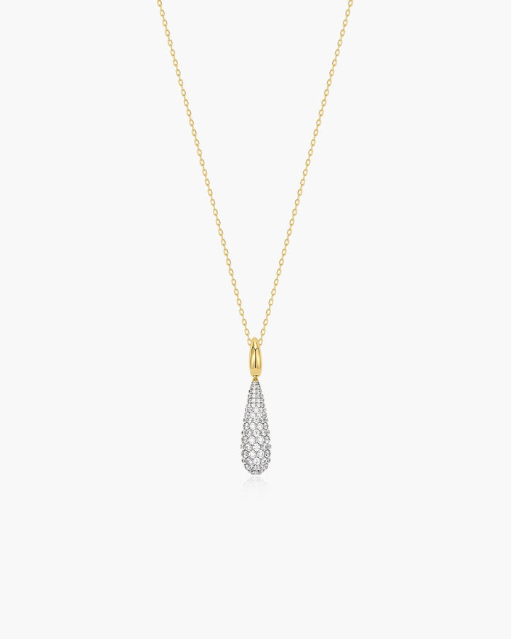 Gold Pave Statement Teardrop Necklace
