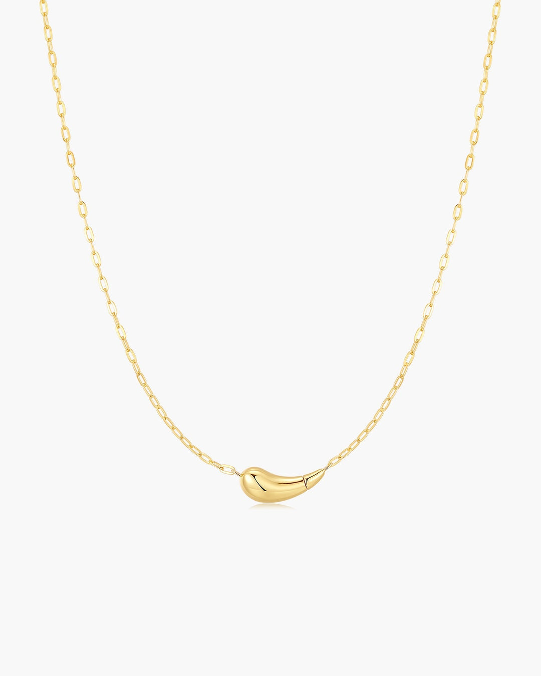 Gold Curved Teardrop Necklace