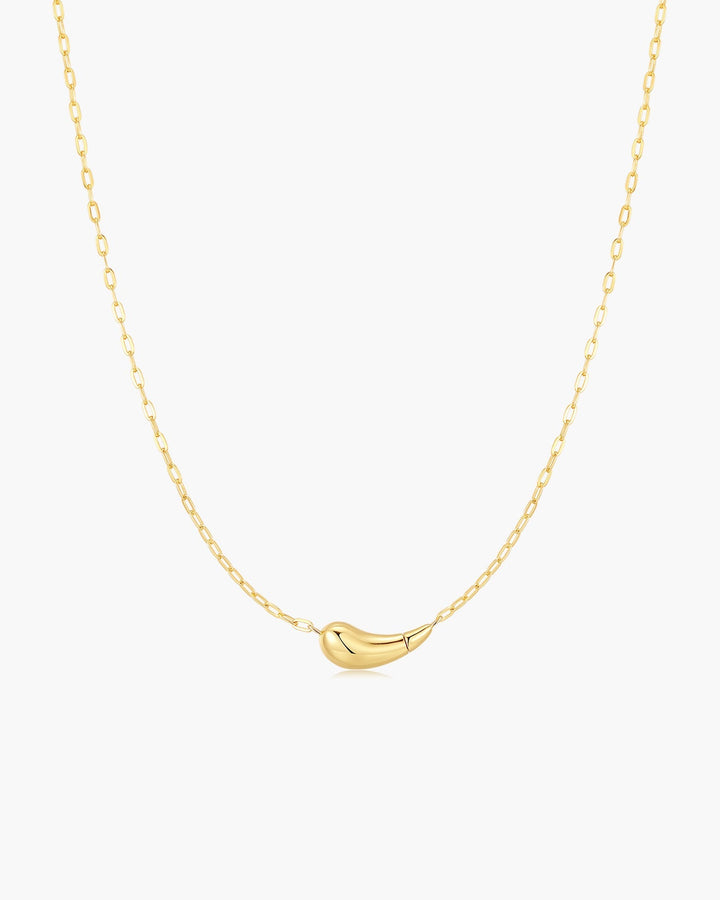 Gold Curved Teardrop Necklace