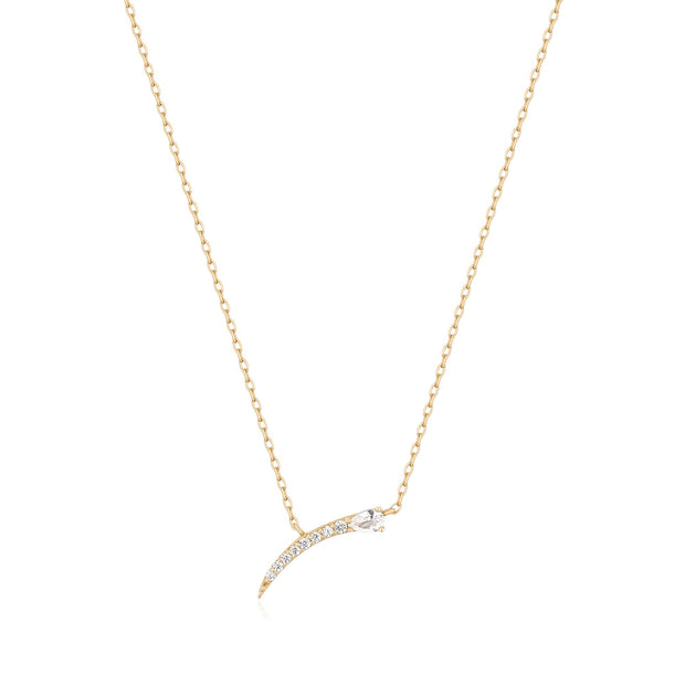 Ania Haie 14kt Gold White Sapphire Bar Pendant Necklace
