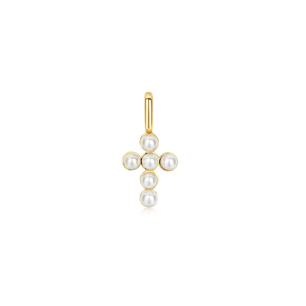 Ania Haie Gold Gold Shell Pearl Cross Charm