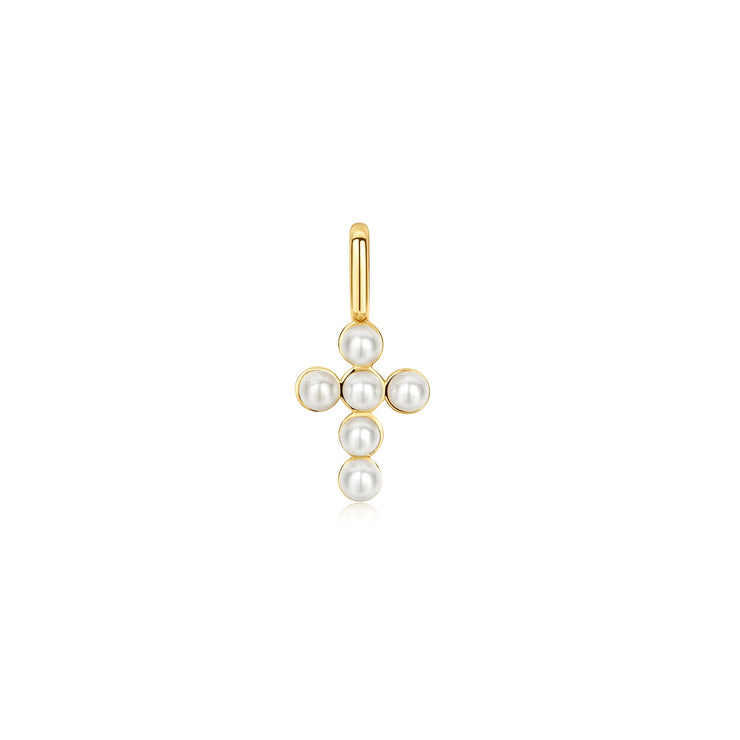 Ania Haie Gold Gold Shell Pearl Cross Charm