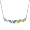 0.04ct Diamond, Topaz & Peridot Necklace in 9K White Gold