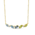 0.04ct Diamond, Topaz & Peridot Necklace in 9K Yellow Gold