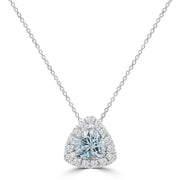Aquamarine Necklace with 0.20ct Diamonds in 9K White Gold