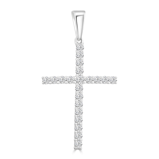 Diamond Cross Pendant with 0.25ct Diamonds in 9K White Gold - PC-0173-W
