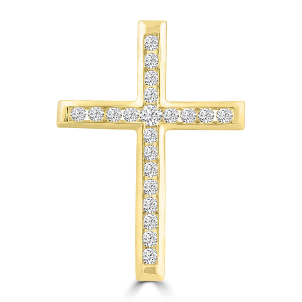 Diamond Cross Pendant with 0.25ct Diamonds in 9K Yellow Gold - PC-0187-Y