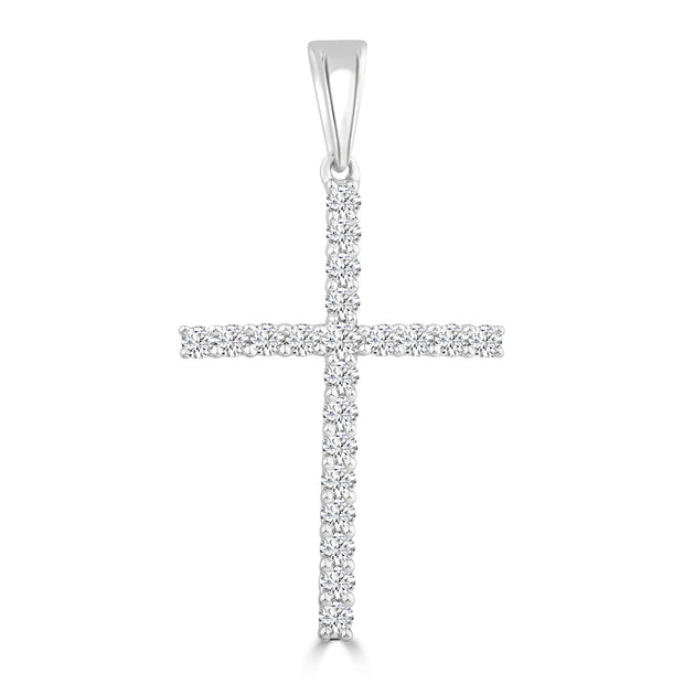 Diamond Cross Pendant with 0.10ct Diamonds in 9K White Gold