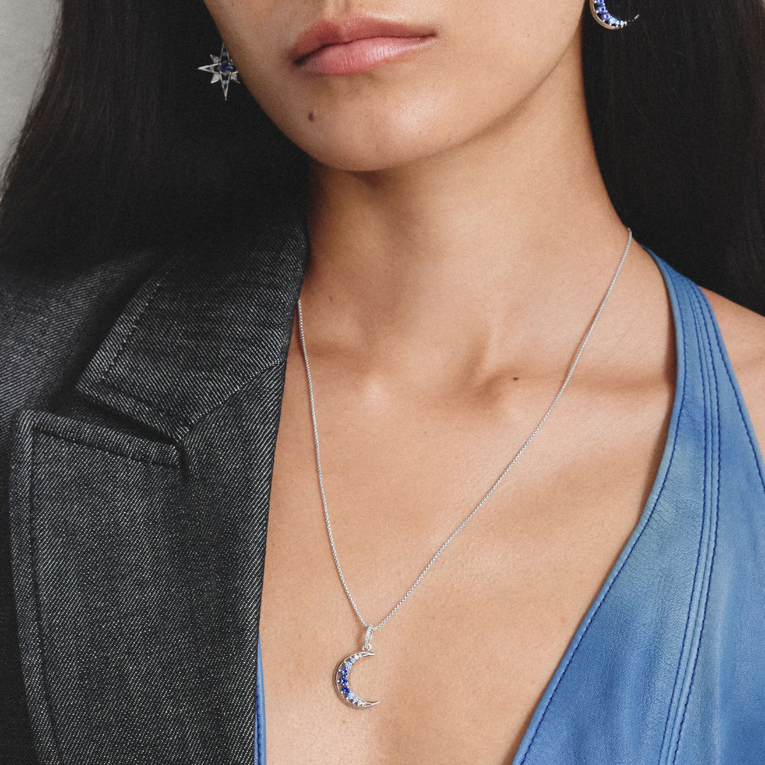 Pendant moon with blue stones | Jewellery Boutique Australia