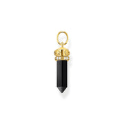 THOMAS SABO Gold Pendant with Onyx in Hexagon-Shape and Stones