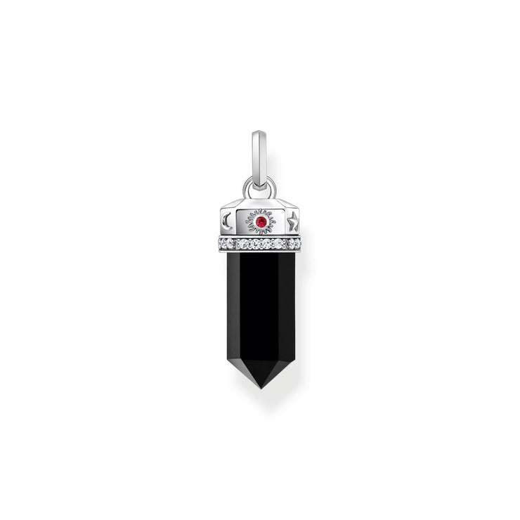 THOMAS SABO Silver Pendant with Onyx in Hexagon-Shape and Stones