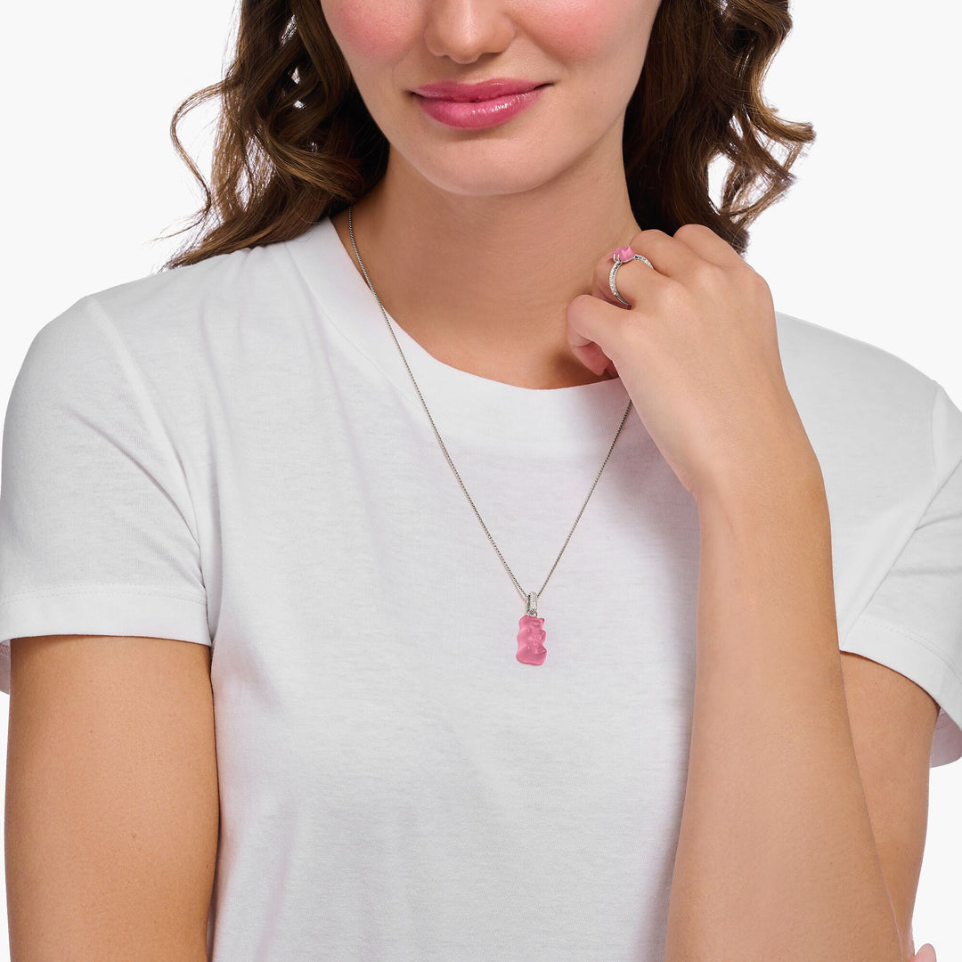 Pendant with pink Goldbear and zirconia | The Jewellery Boutique