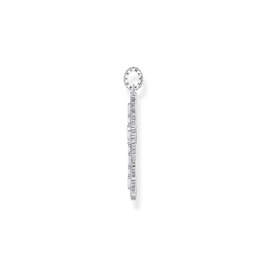 Cross pendant with white zirconia side view