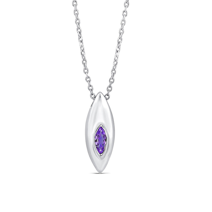 Marquise Purple Amethyst Necklace in 9K White Gold