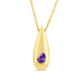 Pear Purple Amethyst Necklace in 9K Yellow Gold