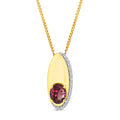 0.06ct Diamond & Garnet Necklace in 9K Yellow Gold