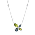 0.03ct Diamond, Topaz & Peridot Necklace in 9K White Gold