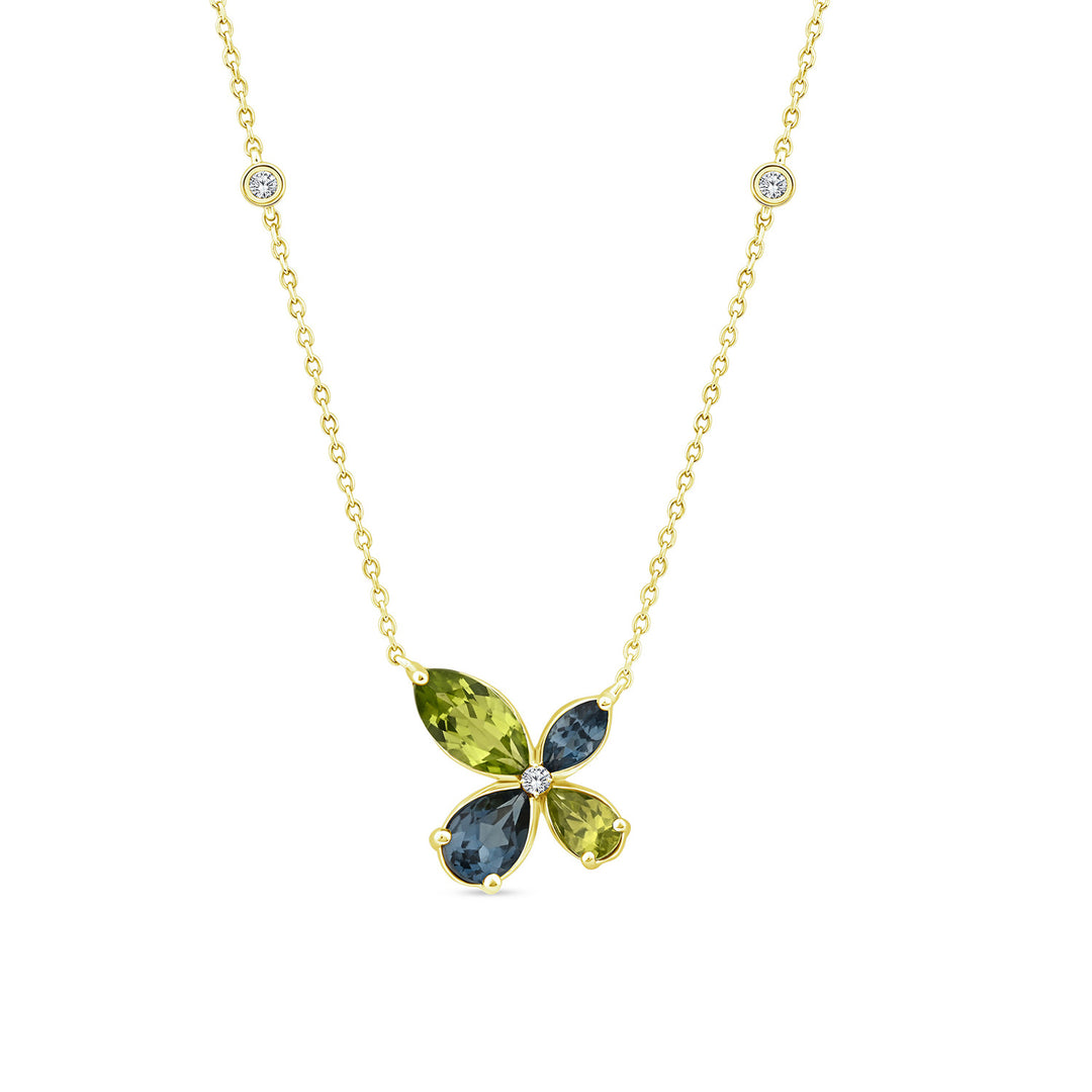 0.03ct Diamond, Topaz & Peridot Necklace in 9K Yellow Gold
