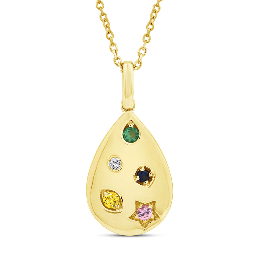 0.01ct Pear Diamond Multi Stone Necklace in 9K Yellow Gold