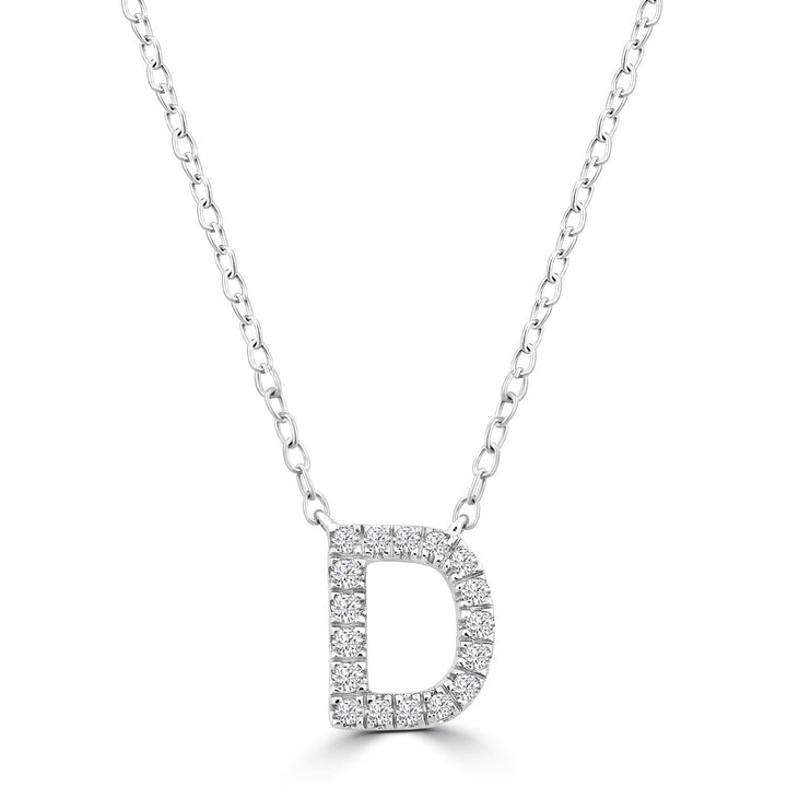 Initial 'D' Necklace with 0.09ct Diamonds in 9K White Gold
