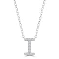 Initial 'I' Necklace with 0.06ct Diamonds in 9K White Gold