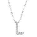 Initial 'L' Necklace with 0.06ct Diamonds in 9K White Gold