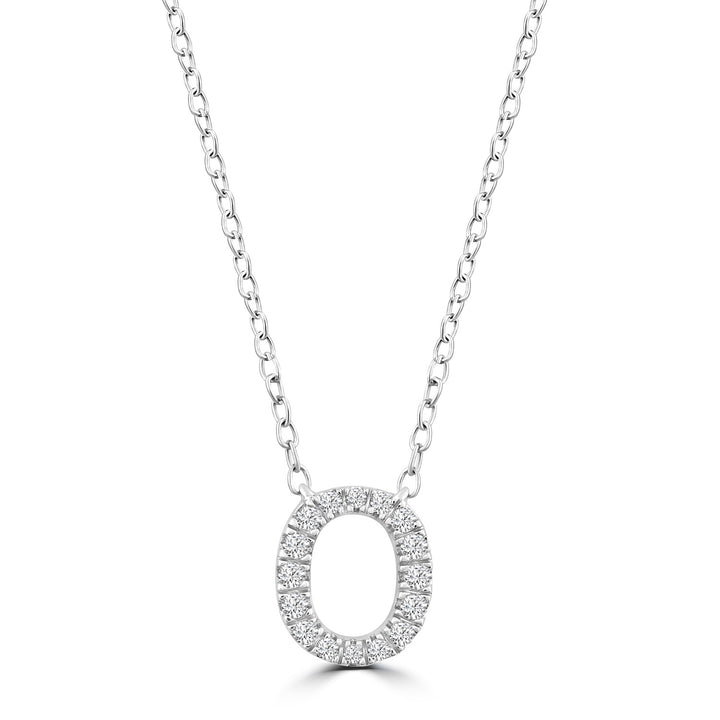 Initial 'O' Necklace with 0.09ct Diamonds in 9K White Gold