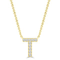 Initial 'T' Necklace with 0.06ct Diamonds in 9K Yellow Gold - PF-6282-Y