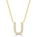Initial 'U' Necklace with 0.06ct Diamonds in 9K Yellow Gold - PF-6283-Y