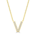 Initial 'V' Necklace with 0.06ct Diamonds in 9K Yellow Gold - PF-6284-Y
