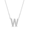 Initial 'W' Necklace with 0.09ct Diamonds in 9K White Gold